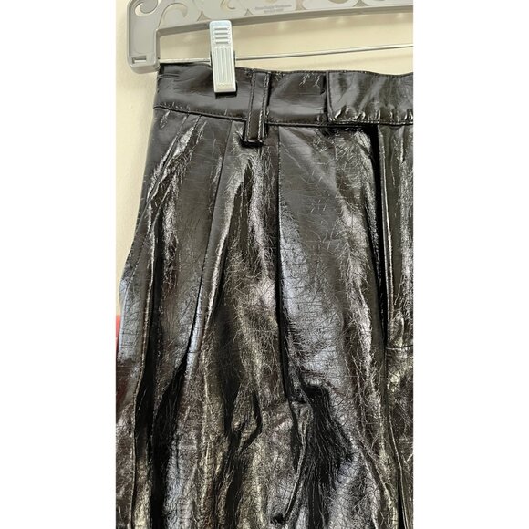 LOVERS & FRIENDS VEGAN LEATHER PLEATED TAPERED TUXEDO PANTS S 26 - Picture 4 of 10